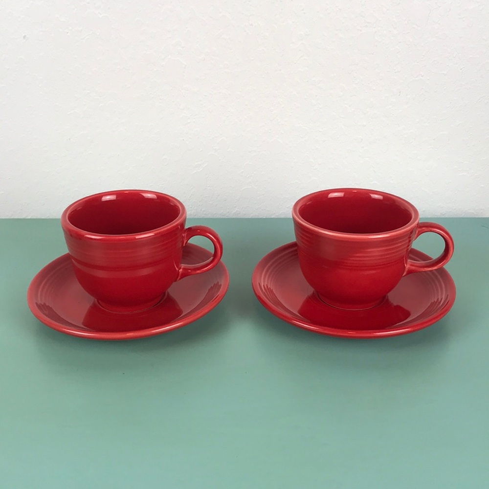 Fiestaware Scarlet set of 2 cups and 2 saucers